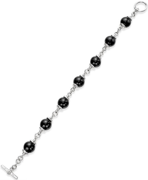 Браслет Macy's Onyx Beads Sterling Silver