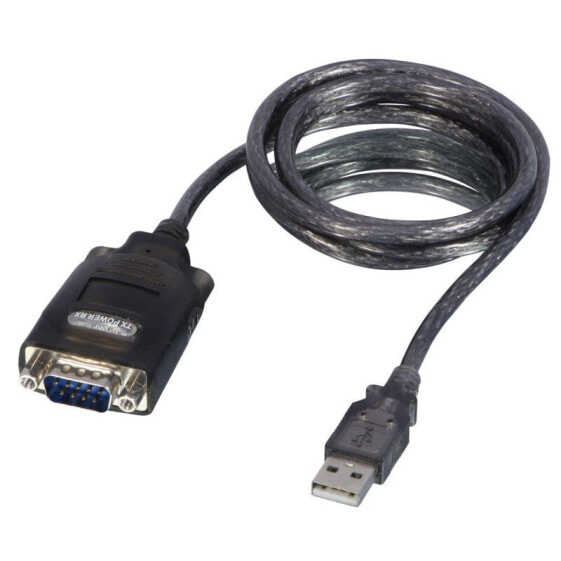Lindy USB RS232 Converter w/ COM Port Retention - Black - 1.1 m - USB Type-A - DB-9 - Male - Male