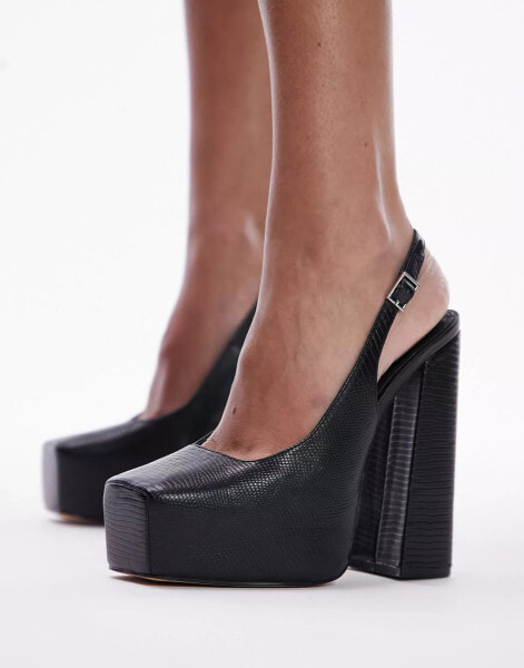 Topshop – Delilah – Schuhe mit Plateausohle und hohem Absatz in Schwarz