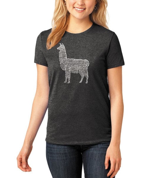 Women's Premium Blend Llama Mama Word Art T-shirt