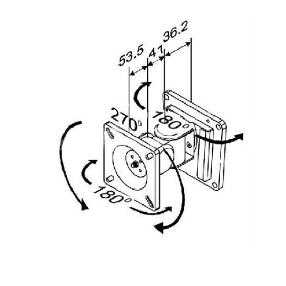 VALUE LCD Monitor Wall Mount Kit 2 Joints - 75 x 75 mm - 100 x 100 mm - 0 - 180° - 180° - Steel - Black