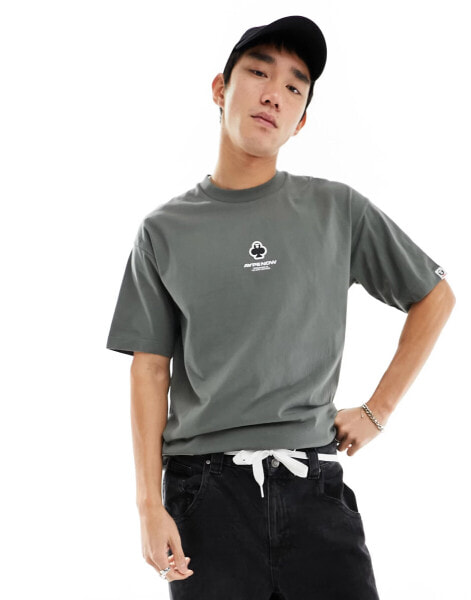 Aape By A Bathing Ape stripe short sleeve boxy fit t-shirt in khaki