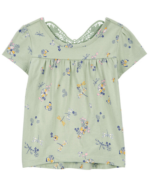 Toddler Floral Print Crochet Butterfly Top 2T