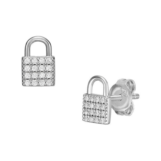 Stylish silver earrings Padlocks JFS00626040