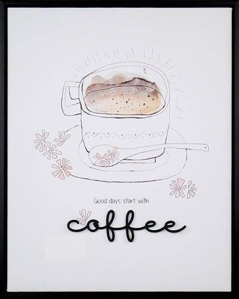 Affek Design Obraz Filiżanka Coffee w ramie 3D 40x50x2,5 cm