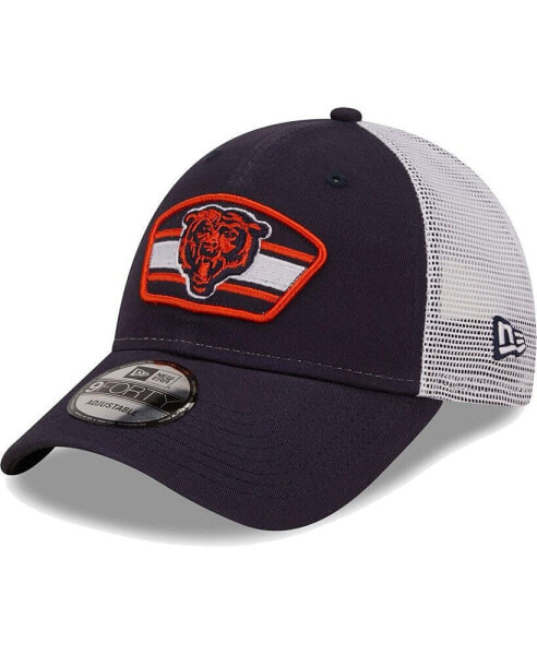 Men's Navy, White Chicago Bears Logo Patch Trucker 9Forty Snapback Hat