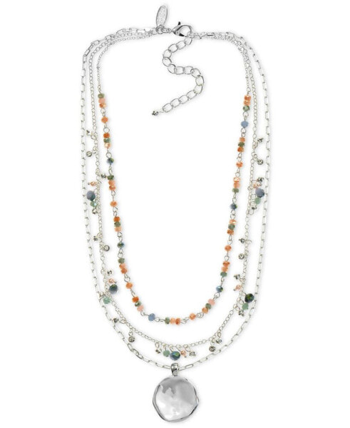 Mixed-Metal Layered Beaded Pendant Necklace, 17" + 3" extender, Created for Macy's