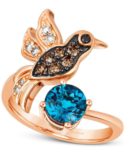 Кольцо Le Vian deep Sea Blue Topaz & Diamond Hummingbird