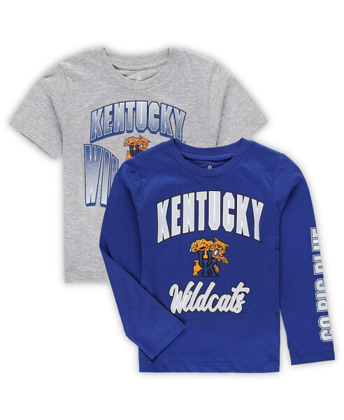 Little Boys Royal, Heather Gray Kentucky Wildcats Game Day T-shirt Combo Pack