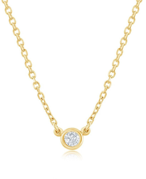Diamond Bezel-Set Solitaire Pendant Necklace (1/20 ct. t.w.) in 14k White , Yellow or Rose Gold, 16" + 2" extender
