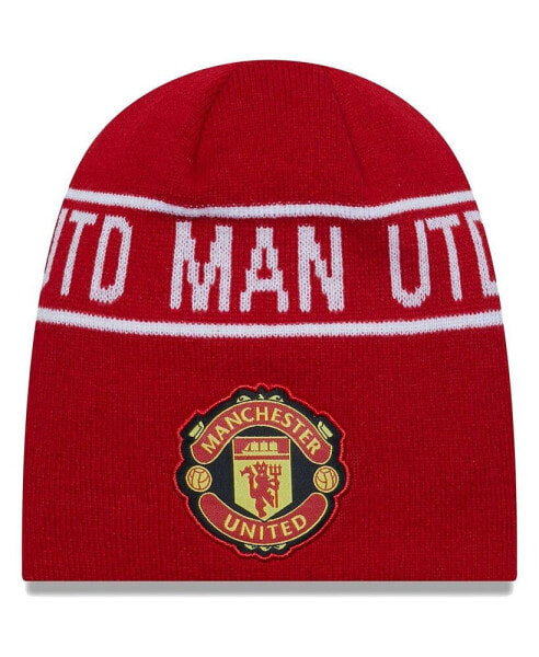 Men's Red Manchester United Wordmark Skull Knit Hat