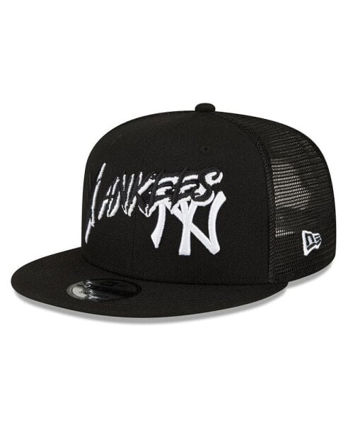 Men's Black New York Yankees Street Trucker 9FIFTY Snapback Hat