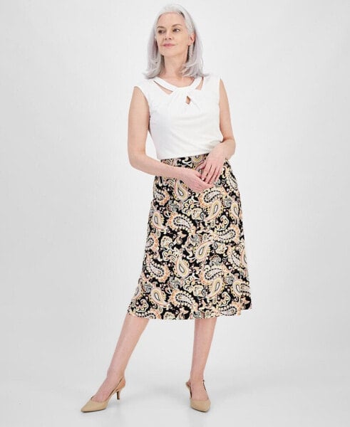 Модная юбка Kasper с принтом в миди-длине