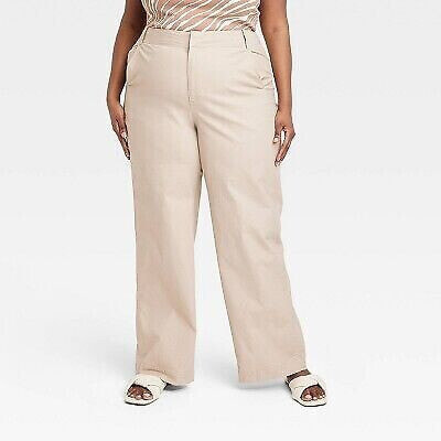 Women's Mid-Rise Relaxed Straight Leg Chino Pants - A New Day Beige 22