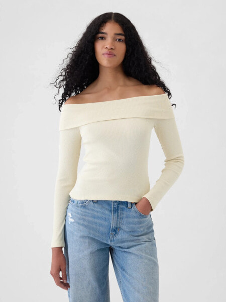 Modern Rib Off-Shoulder Cropped Top