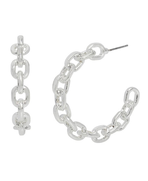 Silver Chain Hoop Earrings