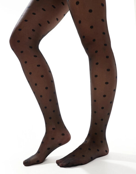 New Look spot print tights in black