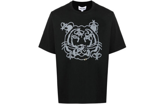 KENZO 虎头印花合身圆领短袖T恤 男款 黑色 / Футболка KENZO T JHC4SB5TS084-99