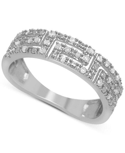 Diamond Greek Key Ring (1/6 ct. t.w.) in Sterling Silver
