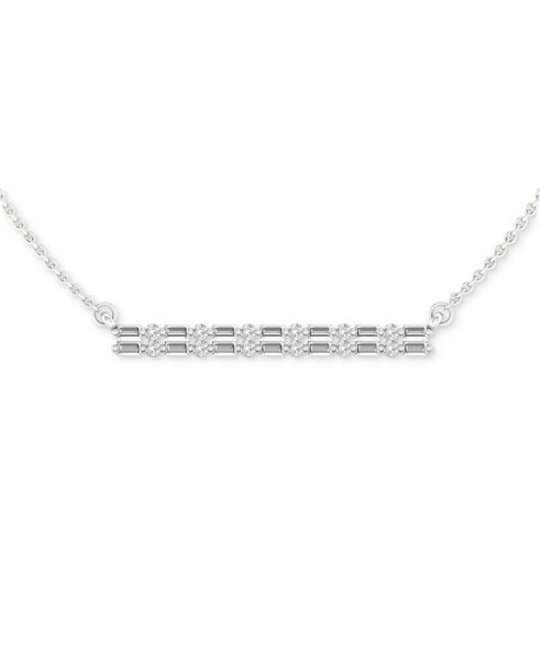 Lab-Created Diamond Baguette & Round Bar Necklace (1/2 ct. t.w.) in Sterling Silver, 16" + 2" extender