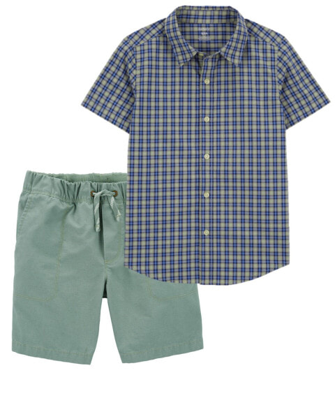 Kid 2-Piece Button-Down Shirt & Pull-On Terrain Shorts Set 14