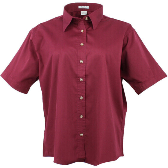 River's End Ezcare Woven Short Sleeve Button Up Shirt Womens Red Casual Tops 633