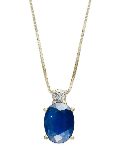 Macy's sapphire (1-1/2 ct. t.w.) and Diamond Accent Oval Pendant Necklace in 14k Yellow Gold (Also Available in Ruby and Emerald)