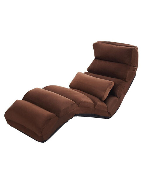 Folding Lazy Sofa Chair Stylish Sofa Couch Beds Lounge Chair W/Pillow Coffee New