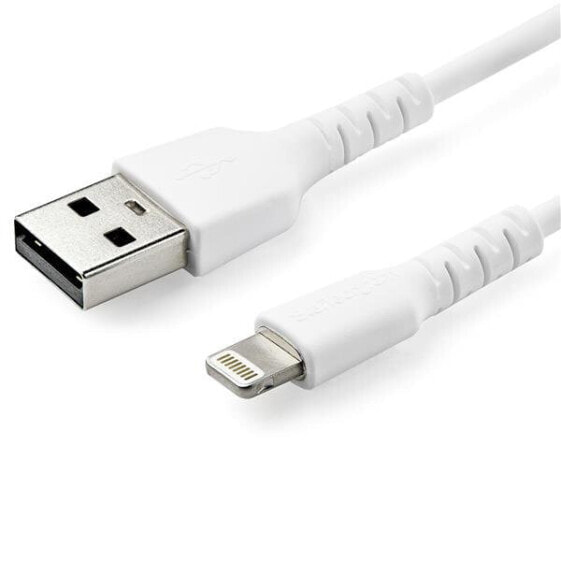 StarTech.com 6 foot (2m) Durable White USB-A to Lightning Cable - Heavy Duty Rugged Aramid Fiber USB Type A to Lightning Charger/Sync Power Cord - Apple MFi Certified iPad/iPhone 12 - 2 m - Lightning - USB A - Male - Male - White