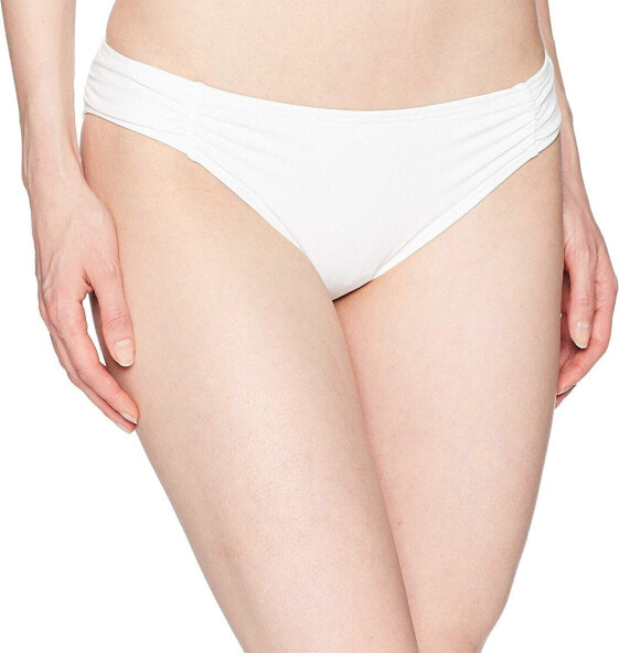 MICHAEL Michael Kors 147795 Women's Solids Side Shirred Bikini Bottom White Sz M