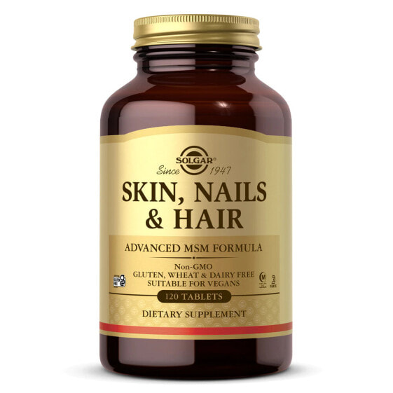 Solgar Skin, Nails & Hair Advanced MSM Formula Комплекс для здоровья кожи, ногтей и волос, улучшенная формула с МСМ 120 таблеток