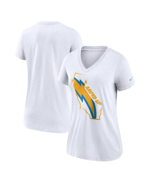 Women's White Los Angeles Chargers Hometown Collection Tri-Blend V-Neck T-shirt