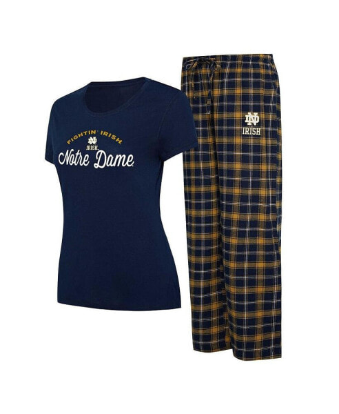 Women's Navy, Gold Notre Dame Fighting Irish Arctic T-shirt and Flannel Pants Sleep Set