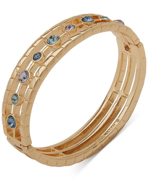 Gold-Tone Stone-Accent Triple-Row Bangle Bracelet