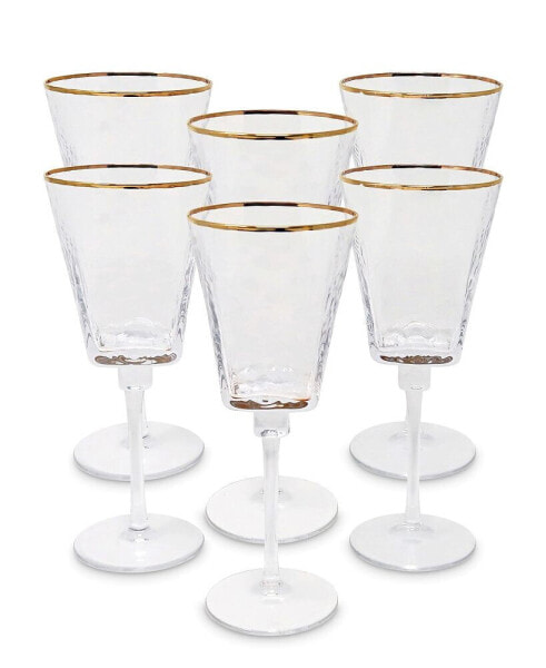 Square Shaped Rim Hammered Water Glasses, Set of 6