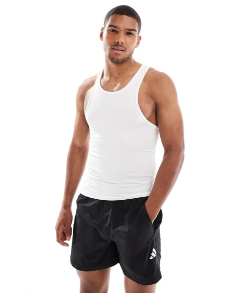 ASOS 4505 slim fit seamless rib racer front vest in white