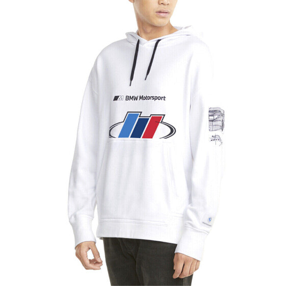 Puma Bmw Mms Street Pullover Hoodie Mens White Casual Athletic Outerwear 5311250