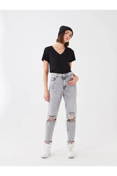 LCW Jeans Yüksek Bel Mom Fit Kadın Jean Pantolon