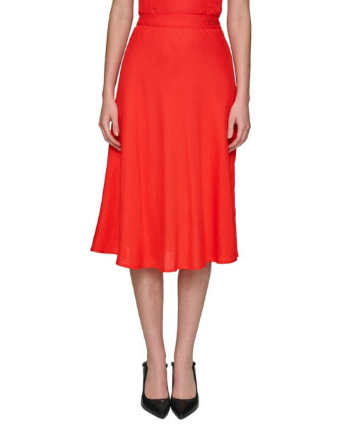 Women's Linen-Blend Midi Skirt