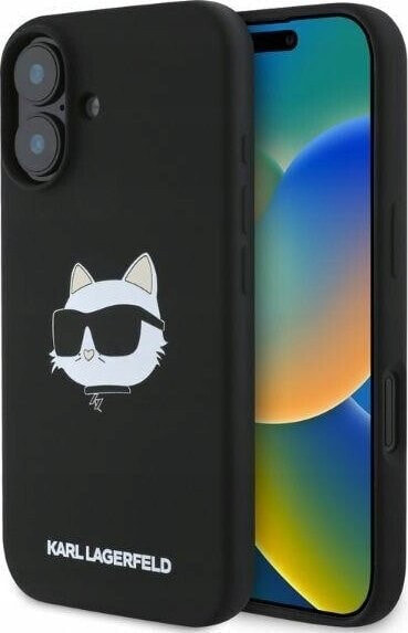 Karl Lagerfeld KARL LAGERFELD futerał do IPHONE 16 kompatybilny z MagSafe KLHMP16SSCHPPLK (Sil Choupette Head Print) czarny