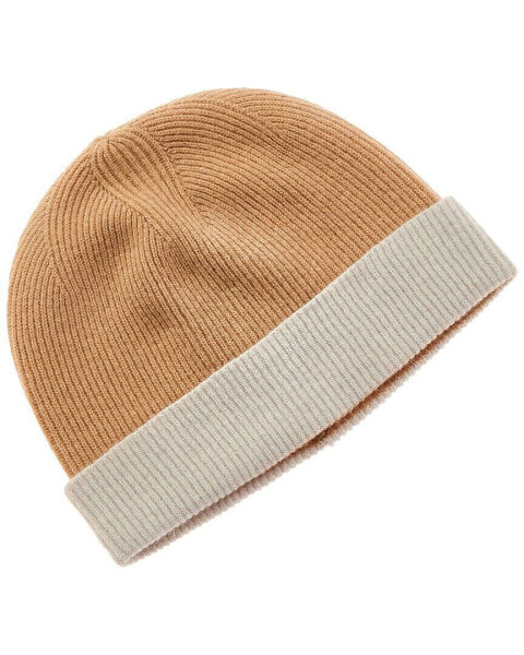 Scott & Scott London Colorblocked Turn Up Cashmere Beanie Women's Brown