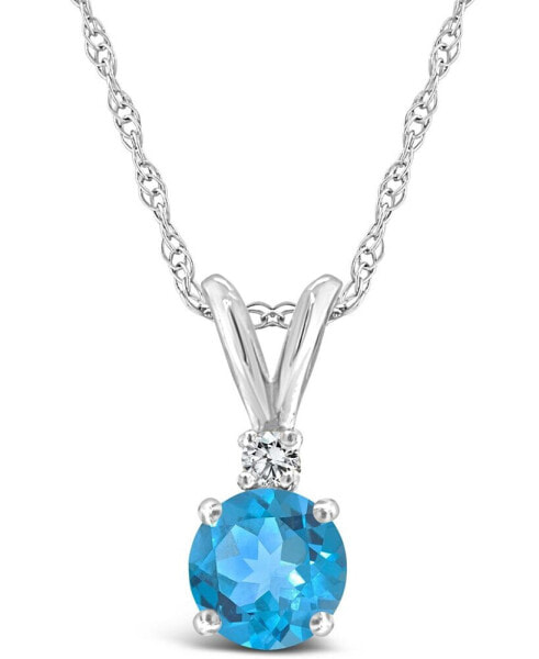 Macy's blue Topaz (5/8 ct. t.w.) and Diamond Accent Pendant Necklace in 14K Yellow Gold or 14K White Gold