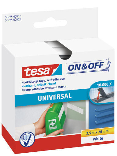 Tesa On & Off General Purpose Stick on Tape - Velour - Black - 20 mm - 2.5 m - 1 pc(s) - Box