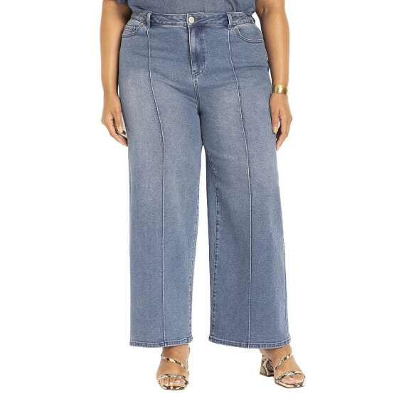 Plus Size Pintuck Detail Flare Leg Jean