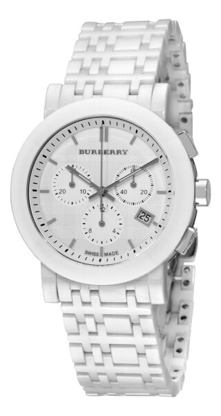 Burberry Women's BU1770 Ceramic White Chronograph Dial Watch