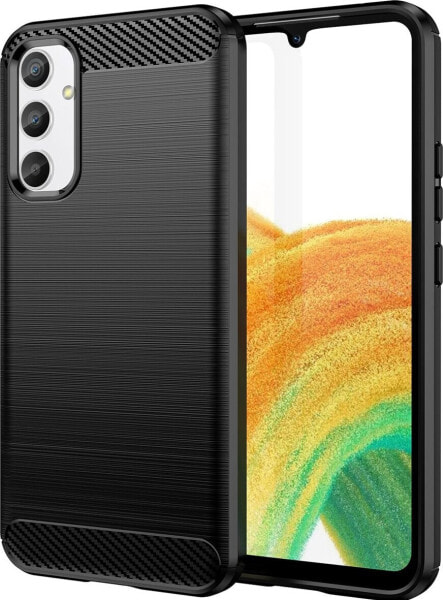 Hurtel Carbon Case etui do Samsung Galaxy A34 5G elastyczny silikonowy karbonowy pokrowiec czarne