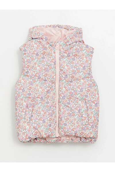 Куртка надувная LCW baby с капюшоном и цветочным узором для девочек