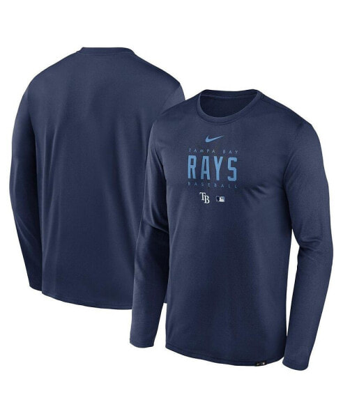 Men's Navy Tampa Bay Rays Authentic Collection Team Logo Legend Performance Long Sleeve T-shirt