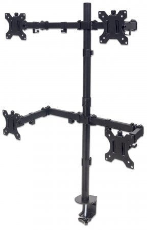 Manhattan TV & Monitor Mount - Desk - Double-Link Arms - 4 screens - Screen Sizes: 10-27" - Black - Stand or Clamp Assembly - Quad Screens - VESA 75x75 to 100x100mm - Max 8kg (each) - Lifetime Warranty - Clamp - 32 kg - 33 cm (13") - 81.3 cm (32") - 100 x 100 mm -