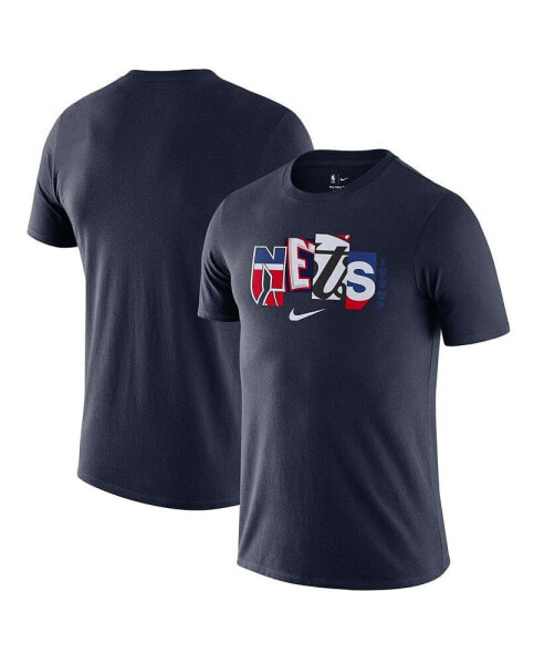 Men's Navy Brooklyn Nets 2021/22 City Edition Essential Wordmark Collage T-shirt